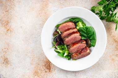 duck breast roasted second course fresh poultry meat meal food snack on the table copy space food background rustic top view