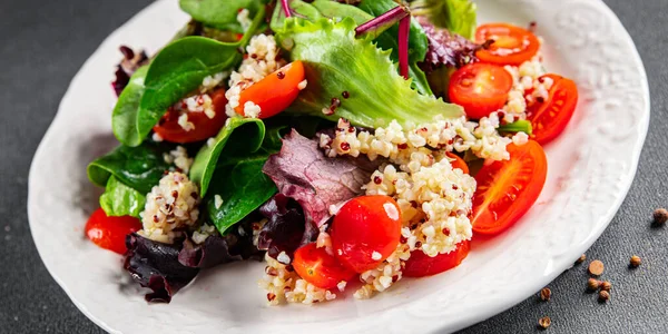 Quinoa Salada Tomate Folha Verde Mistura Refeição Saudável Comida Lanche — Fotografia de Stock