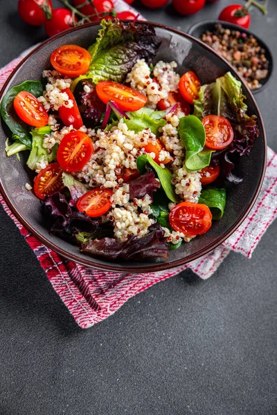 Quinoa Salade Tomate Feuille Verte Mélange Repas Santé Collation Sur — Photo