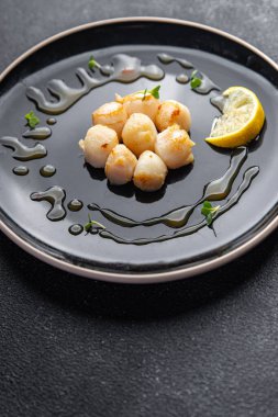 sea scallop fresh seafood fried meal food snack on the table copy space food background rustic top view