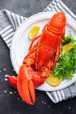fresh lobster seafood product meal food snack on the table copy space food background rustic top view