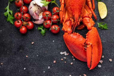 fresh lobster seafood product meal food snack on the table copy space food background rustic top view