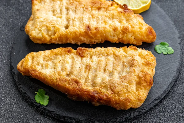 Fisk Och Chips Pommes Frites Friterad Snabbmat Hämtmat Mat Mellanmål — Stockfoto