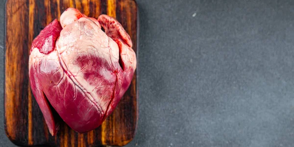 Carne Coração Cru Miudezas Carne Porco Carne Refeição Comida Lanche — Fotografia de Stock