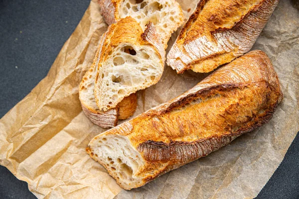 Багет Длинный Белый Хлеб Цельный Пшеничной Муки Пшеничный Хлеб Закуски — стоковое фото