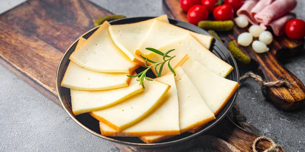 Raclette Cheese Appetizer Makanan Makanan Makanan Makanan Meja Menyalin Ruang — Stok Foto