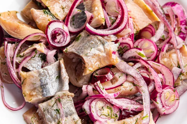 Filete Arenque Pescado Mariscos Comida Bocadillo Mesa Copiar Espacio Comida —  Fotos de Stock