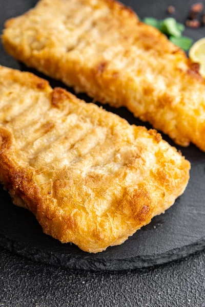 Fisk Och Chips Pommes Frites Friterad Snabbmat Hämtmat Mat Mellanmål — Stockfoto