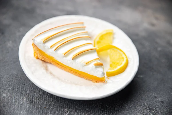 Sweet Lemon Tart Meringue Dessert Ready Eat Meal Food Snack — Stock Photo, Image