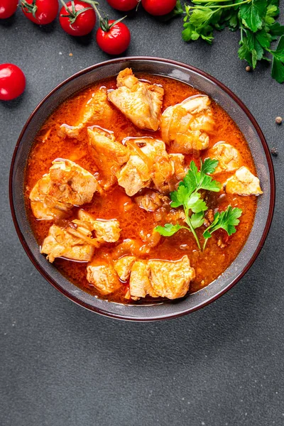 Carne Pollo Salsa Tomate Picante Chashushuli Comida Snack Mesa Copiar — Foto de Stock