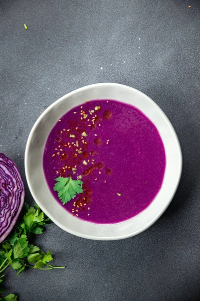 stock image cream soup red cabbage first dish purple meal food snack on the table copy space food background rustic top view 