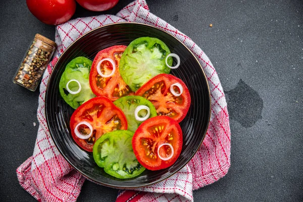 Légumes Frais Salade Tomate Rouge Tomate Verte Plat Repas Santé — Photo