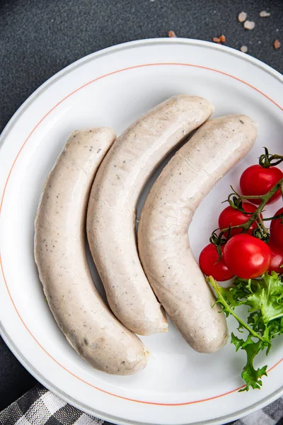 Raw White Sausage Weisswurst Veal Pork Lard Spices Natural Meal — Stock Photo, Image