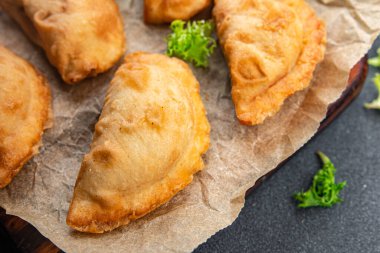 Börek böreği, et yemeği, abur cubur, fotokopi, arka plan, köy manzarası.