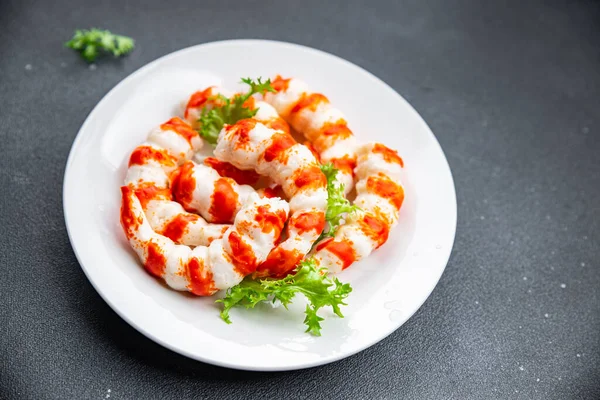 Crab Stick Seafood Shrimp Shape Meal Food Snack Table Copy — Stock Photo, Image