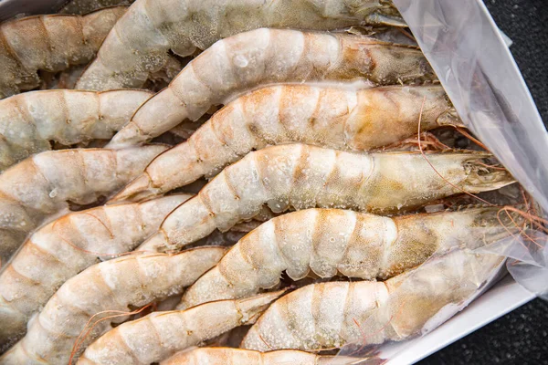 stock image frozen shrimp raw gambas seafood prawn meal food snack on the table copy space food background rustic top view 