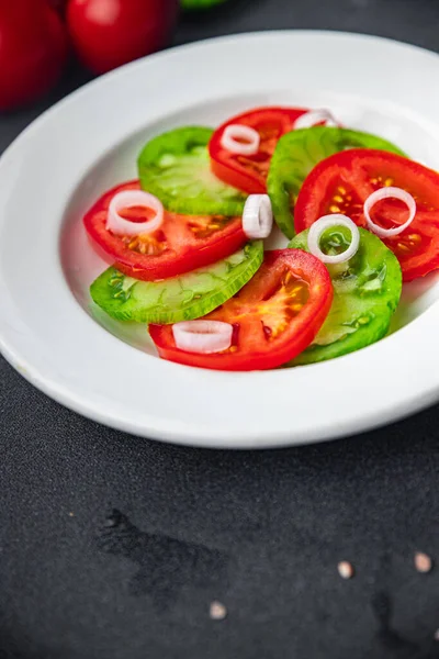 Ensalada Tomate Fresco Plato Verduras Frutas Rojas Verdes Comida Saludable — Foto de Stock