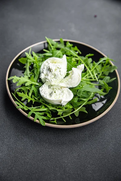 Buratta Salad Arugula Green Leaves Cheese Burratina Healthy Meal Food — Stok Foto