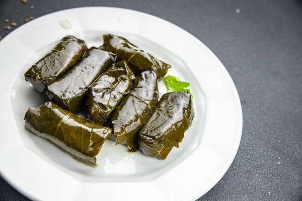 Dolma Stuffing Meat Grape Leaves Meal Food Snack Table Copy — Stock Photo, Image