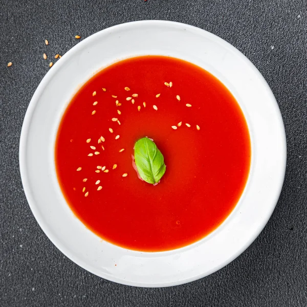 Gazpacho Tomate Fresco Sopa Fría Primer Plato Comida Snack Mesa — Foto de Stock