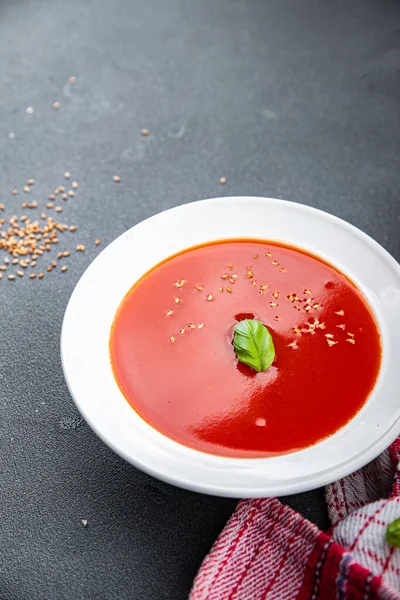 Gazpacho Tomato Cold Soup Food Snack Table Copy Space Food — 스톡 사진