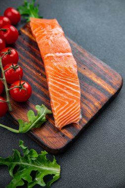 somon balığı, çiğ balık, deniz ürünleri, abur cubur, fotokopi, arka plan, köy manzarası.