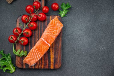 somon balığı, çiğ balık, deniz ürünleri, abur cubur, fotokopi, arka plan, köy manzarası.