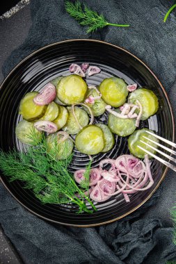 Salatalık salatası, sebze salatası, sağlıklı yemek, fotokopi, yemek arka plan, kırsal üst görüş, vejetaryen vejetaryen diyeti, vejetaryen yemeği.