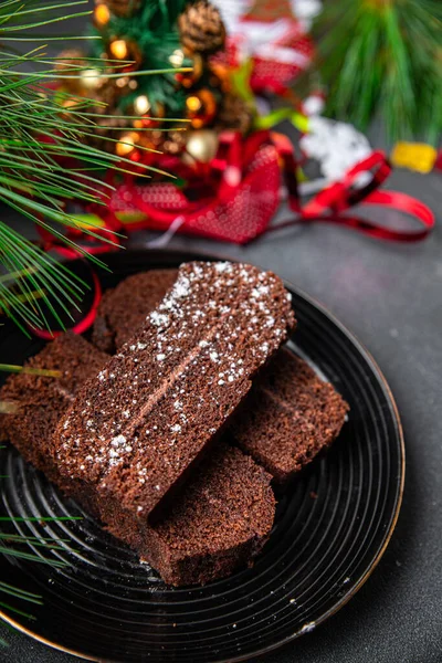 Chocolate Cake Christmas Sweet Dessert Holiday Treat New Year Christmas — Stock Photo, Image