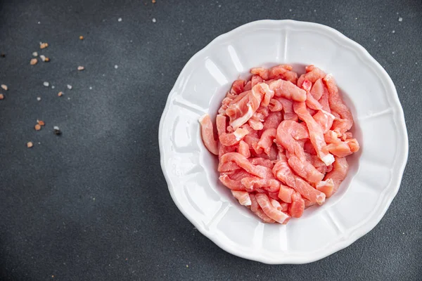 Rohes Fleisch Schweinefleisch Frische Stücke Bereit Gesunde Vorspeise Mahlzeit Snack — Stockfoto