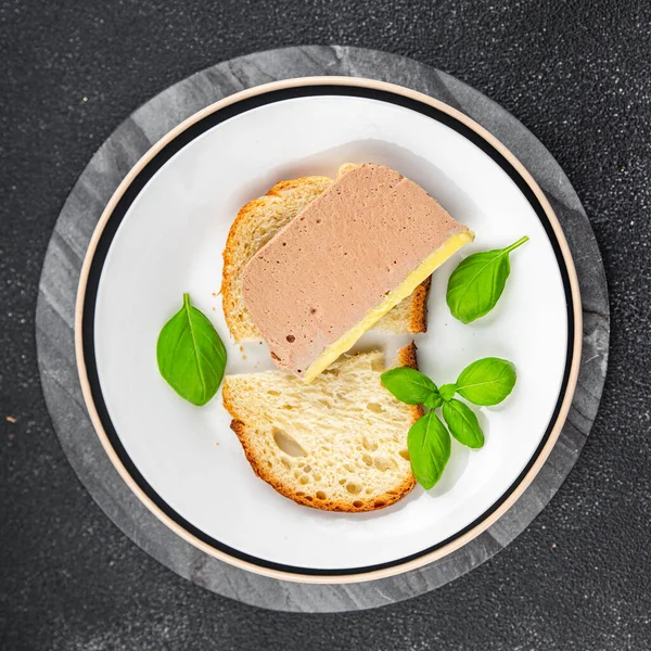 stock image pate duck mousse portioned slice appetizer meal food snack on the table copy space food background rustic top view