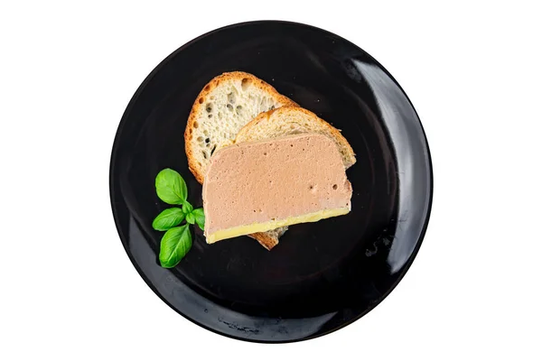 Pastete Entenmousse Portioniert Scheibe Vorspeise Mahlzeit Snack Auf Dem Tisch — Stockfoto