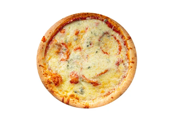 Pizza Quatro Queijos Queijo Fatia Porcionada Pronto Para Comer Aperitivo — Fotografia de Stock