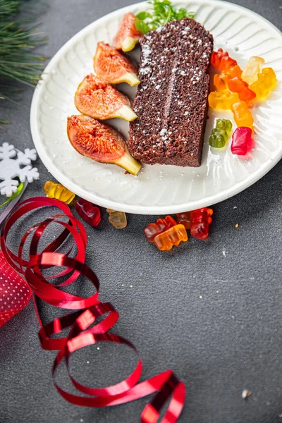 Sjokoladekake Jul Søt Dessert Ferie Behandle Nyttår Julemel Mat Snacks – stockfoto
