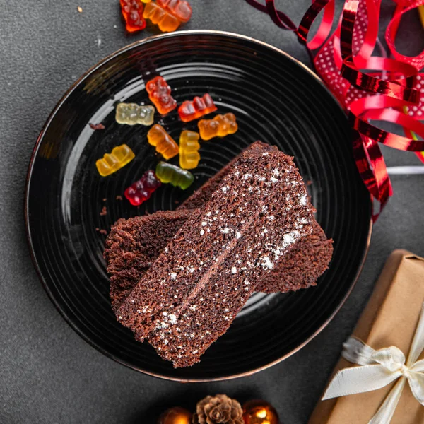 chocolate cake christmas sweet dessert holiday treat new year christmas meal food snack on the table
