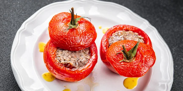 Daging Tomat Diisi Daging Babi Daging Sapi Ayam Isi Tomat — Stok Foto