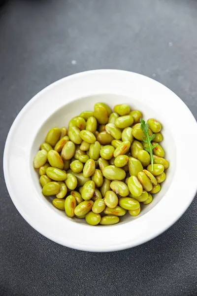 Edamame Beans Legumes Appetizer Meal Food Snack Table Copy Space — Stock Photo, Image