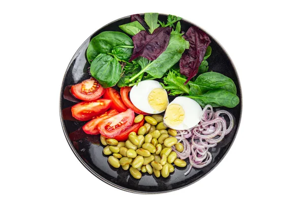 Sayuran Edamame Bean Salad Tomat Makanan Ringan Yang Direbus Dengan — Stok Foto