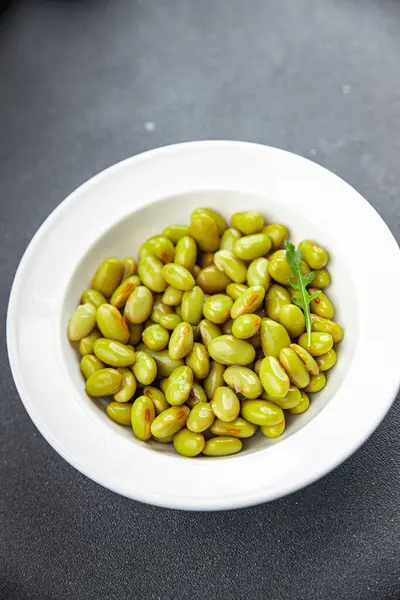 Green Edamame Bean Legume Meal Food Snack Table Copy Space — Stock Photo, Image