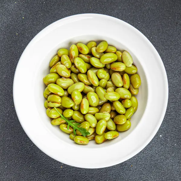 Green Edamame Bean Legume Meal Food Snack Table Copy Space — Stock Photo, Image