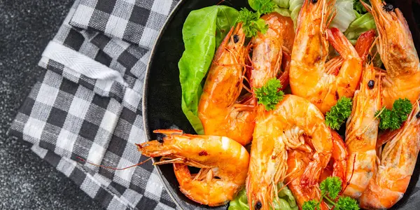 Shrimp Fried Food Snack Fresh Seafood Delicious Spicy Appetizer Meal — Stock Photo, Image