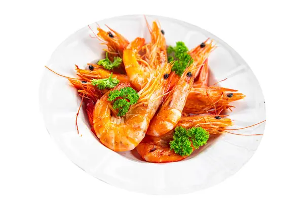 Garnelen Gebratenes Essen Snack Frische Meeresfrüchte Köstliche Würzige Vorspeise Essen — Stockfoto