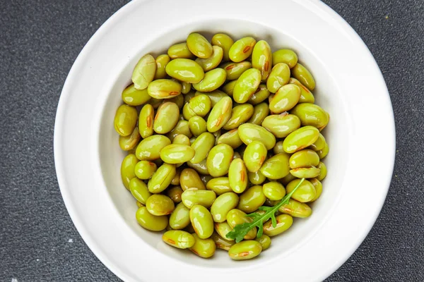 Edamame Beans Snack Legume Food Appetizer Meal Table Copy Space — Stock Photo, Image