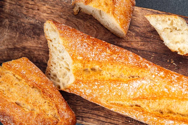 Roti Segar Baguette Roti Panjang Makanan Ringan Atas Meja Menyalin — Stok Foto