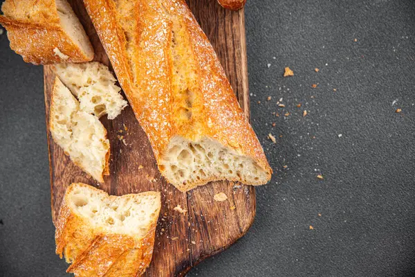 Roti Segar Baguette Roti Panjang Makanan Ringan Atas Meja Menyalin — Stok Foto