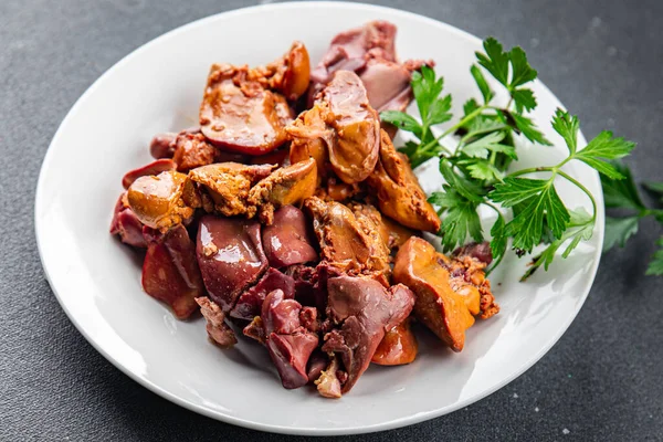 chicken liver confit delicious chicken offal delicious healthy eating cooking appetizer meal food snack on the table copy space food background rustic top view keto or paleo diet