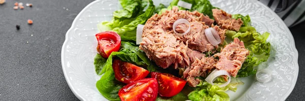 Tuna Salad Tuna Segar Tuna Kalengan Yang Sedang Dimasak Makanan — Stok Foto