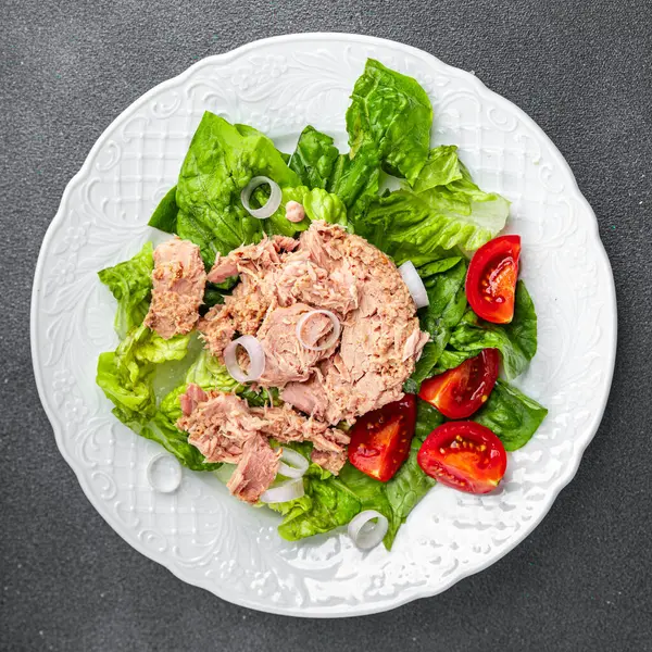 Tuna Salad Tuna Segar Tuna Kalengan Yang Sedang Dimasak Makanan — Stok Foto