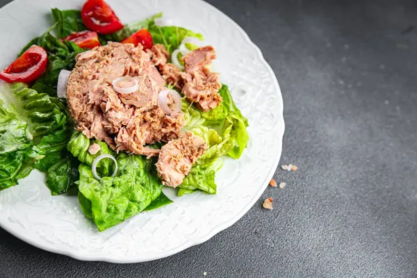 Salad Tuna Kalengan Segar Yang Sedang Dimasak Hidangan Pembuka Makanan — Stok Foto