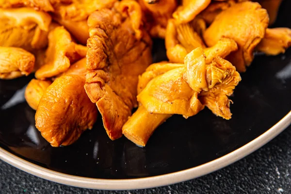 mushroom food chanterelle tasty mushrooms snack on the table copy space food background rustic top view